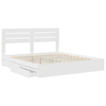 Seng Med Oppbevaring Med Skuff Hvit 200 X 200 Cm Konstruert Tre