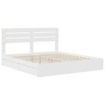 Seng Med Oppbevaring Med Skuff Hvit 180 X 200 Cm Konstruert Tre