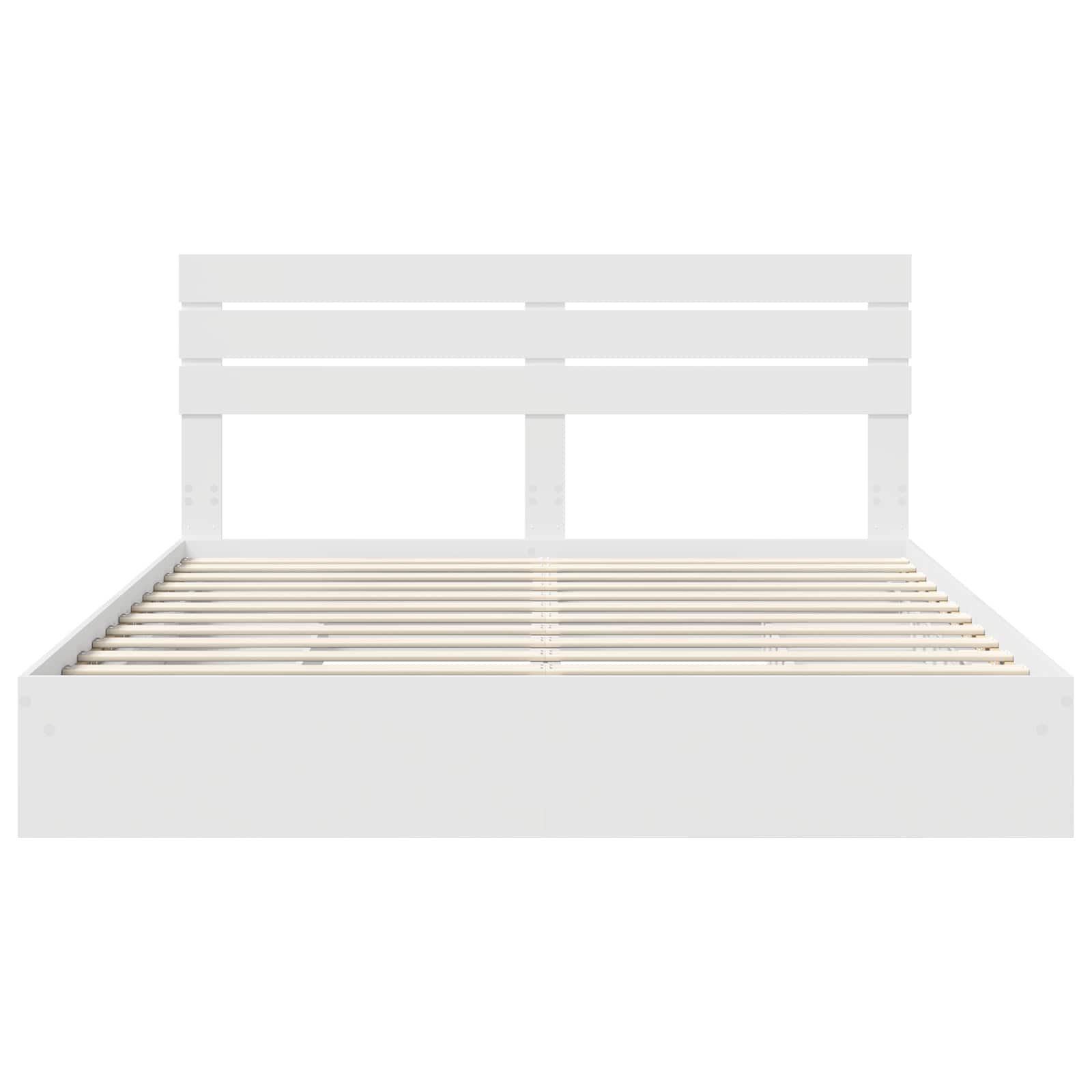 Seng Med Oppbevaring Med Skuff Hvit 180 X 200 Cm Konstruert Tre