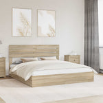 Seng Med Oppbevaring Sonoma Eik 180 X 200 Cm Konstruert Tre