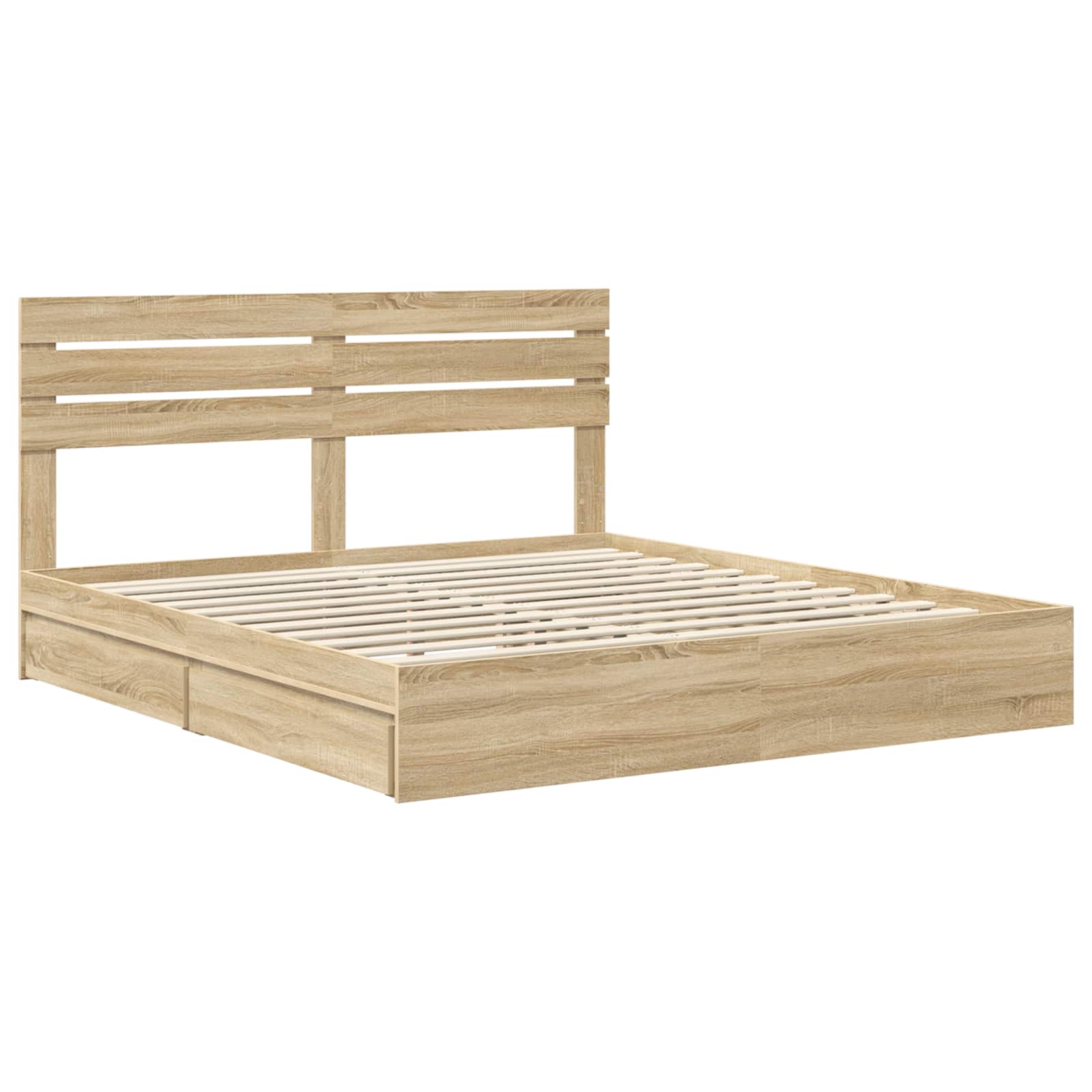 Seng Med Oppbevaring Sonoma Eik 180 X 200 Cm Konstruert Tre
