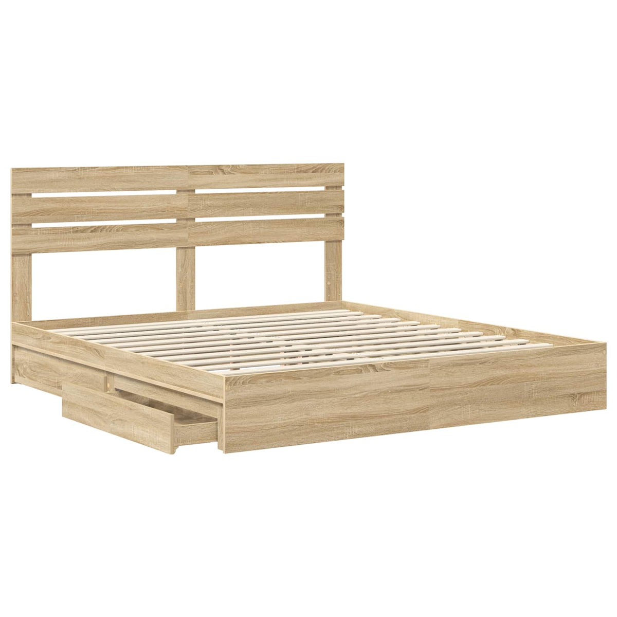 Seng Med Oppbevaring Sonoma Eik 180 X 200 Cm Konstruert Tre