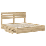 Seng Med Oppbevaring Sonoma Eik 180 X 200 Cm Konstruert Tre