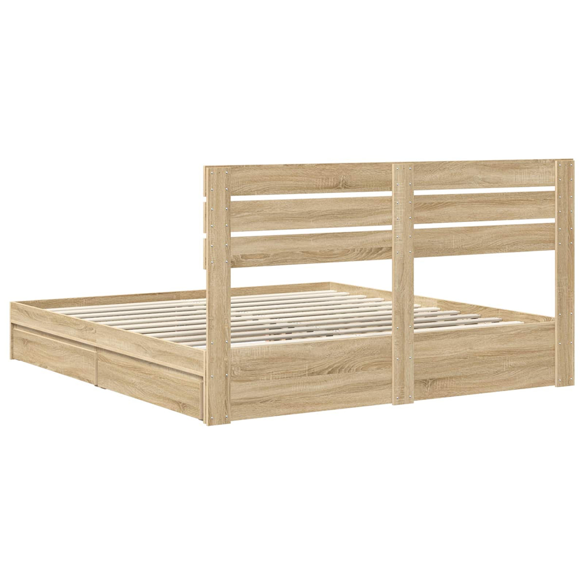 Seng Med Oppbevaring Sonoma Eik 180 X 200 Cm Konstruert Tre