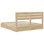 Seng Med Oppbevaring Sonoma Eik 180 X 200 Cm Konstruert Tre