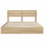 Seng Med Oppbevaring Sonoma Eik 180 X 200 Cm Konstruert Tre