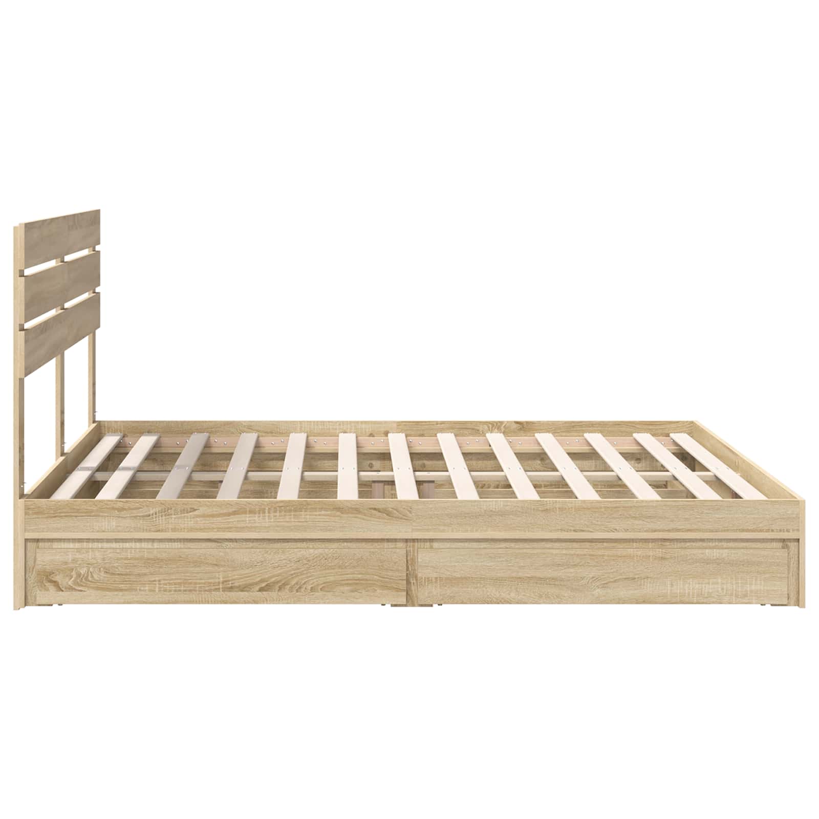 Seng Med Oppbevaring Sonoma Eik 180 X 200 Cm Konstruert Tre