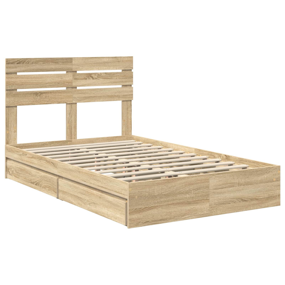 Seng Med Oppbevaring Sonoma Eik 120 X 200 Cm Konstruert Tre