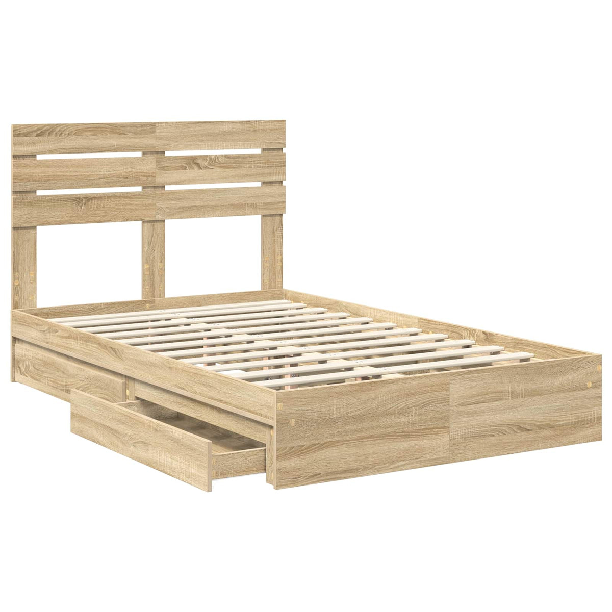 Seng Med Oppbevaring Sonoma Eik 120 X 200 Cm Konstruert Tre