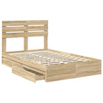 Seng Med Oppbevaring Sonoma Eik 120 X 200 Cm Konstruert Tre