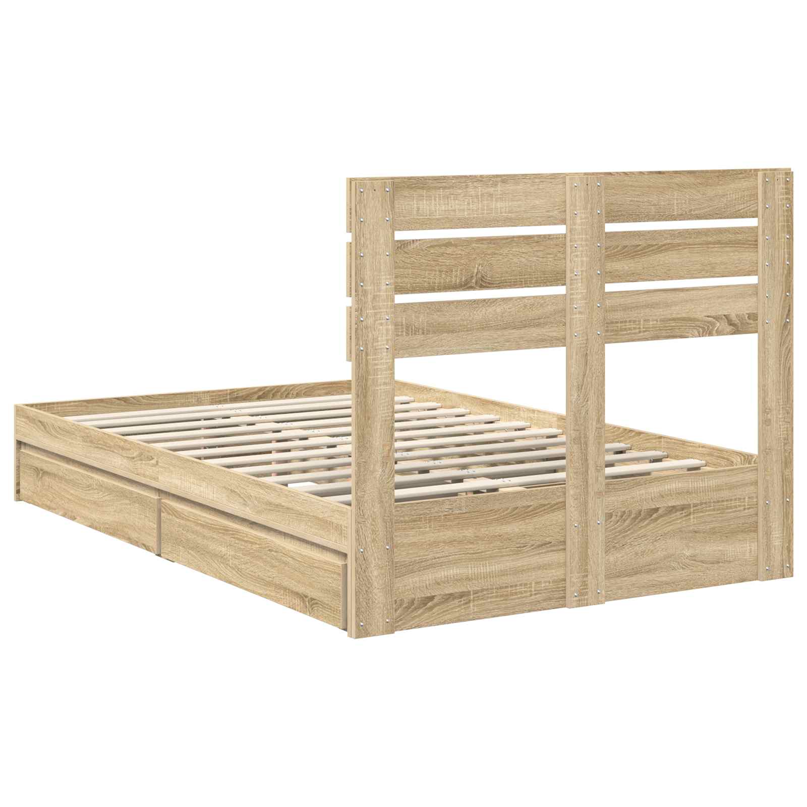 Seng Med Oppbevaring Sonoma Eik 120 X 200 Cm Konstruert Tre
