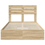 Seng Med Oppbevaring Sonoma Eik 120 X 200 Cm Konstruert Tre