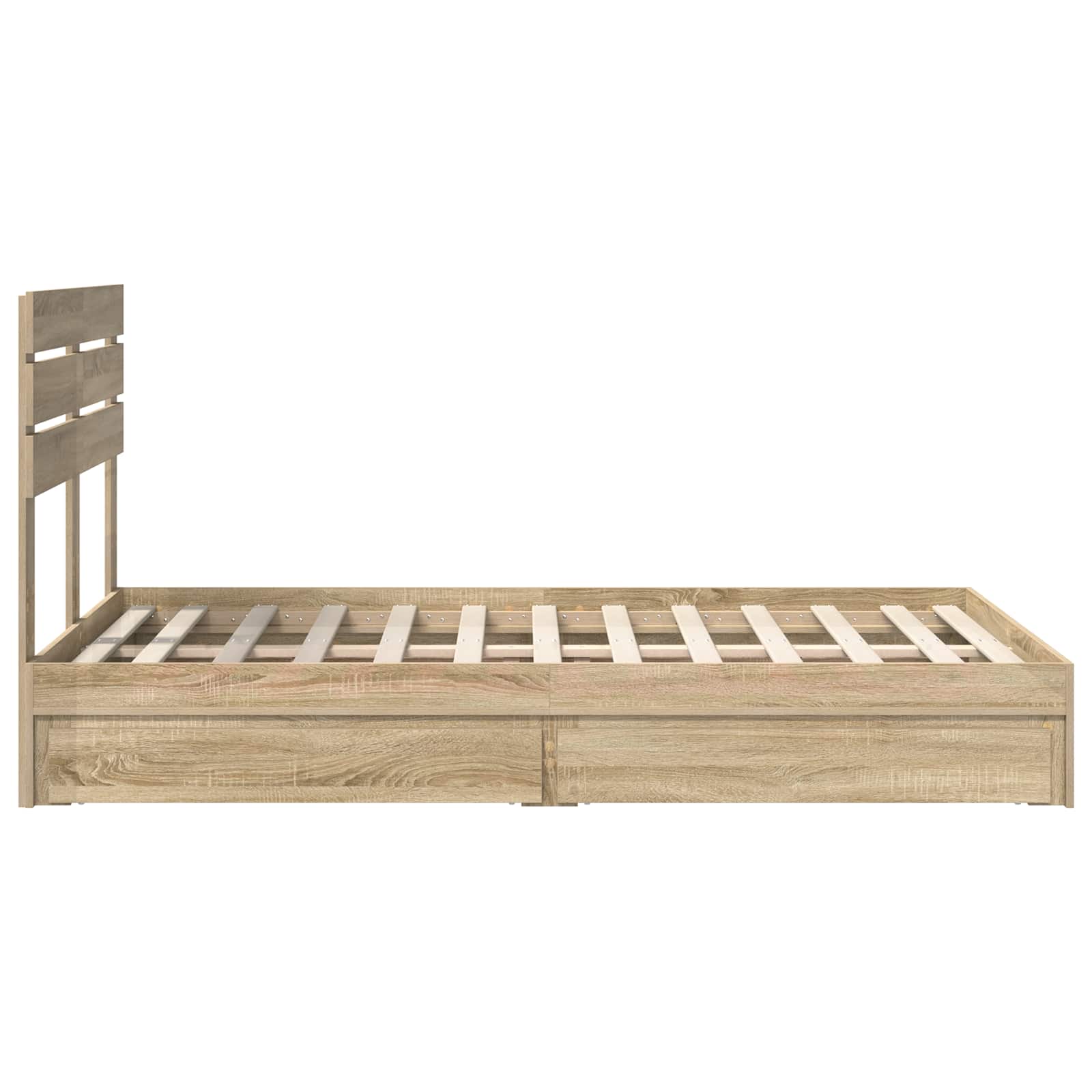 Seng Med Oppbevaring Sonoma Eik 120 X 200 Cm Konstruert Tre