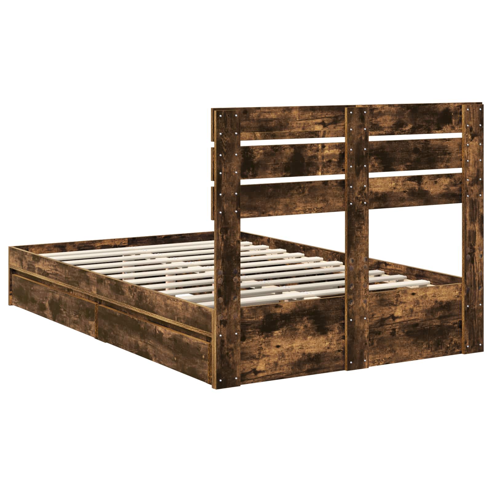 Seng Med Oppbevaring Røkt Eik 120 X 190 Cm Konstruert Tre