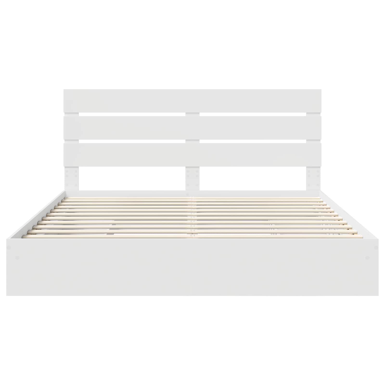 Seng Med Oppbevaring Med Skuff Hvit 180 X 200 Cm Konstruert Tre
