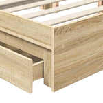 Seng Med Oppbevaring Sonoma Eik 180 X 200 Cm Konstruert Tre