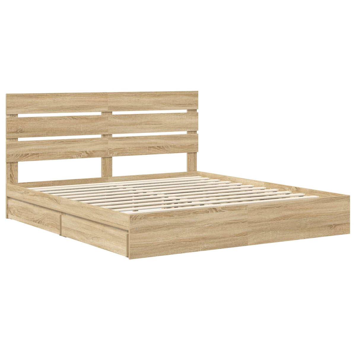 Seng Med Oppbevaring Sonoma Eik 180 X 200 Cm Konstruert Tre