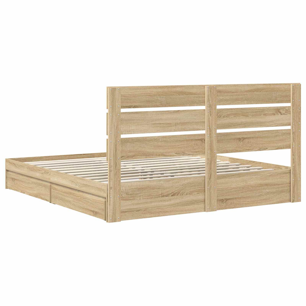 Seng Med Oppbevaring Sonoma Eik 180 X 200 Cm Konstruert Tre