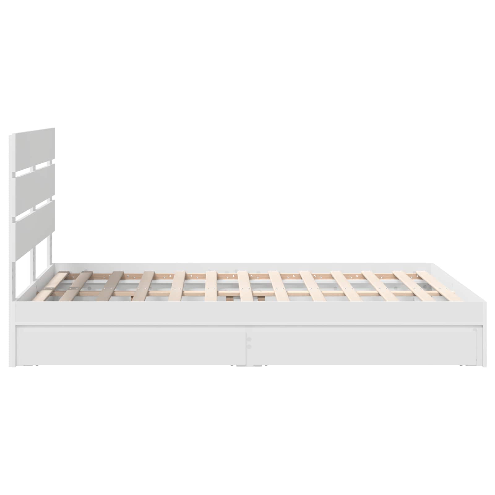 Seng Med Oppbevaring Med Skuff Hvit 140 X 190 Cm Konstruert Tre