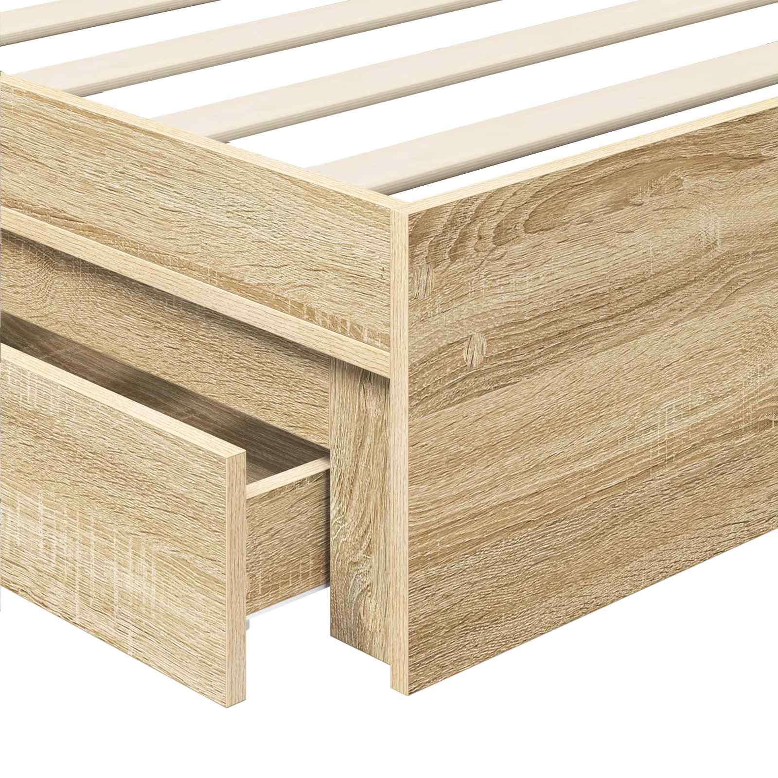 Seng Med Oppbevaring Sonoma Eik 120 X 200 Cm Konstruert Tre