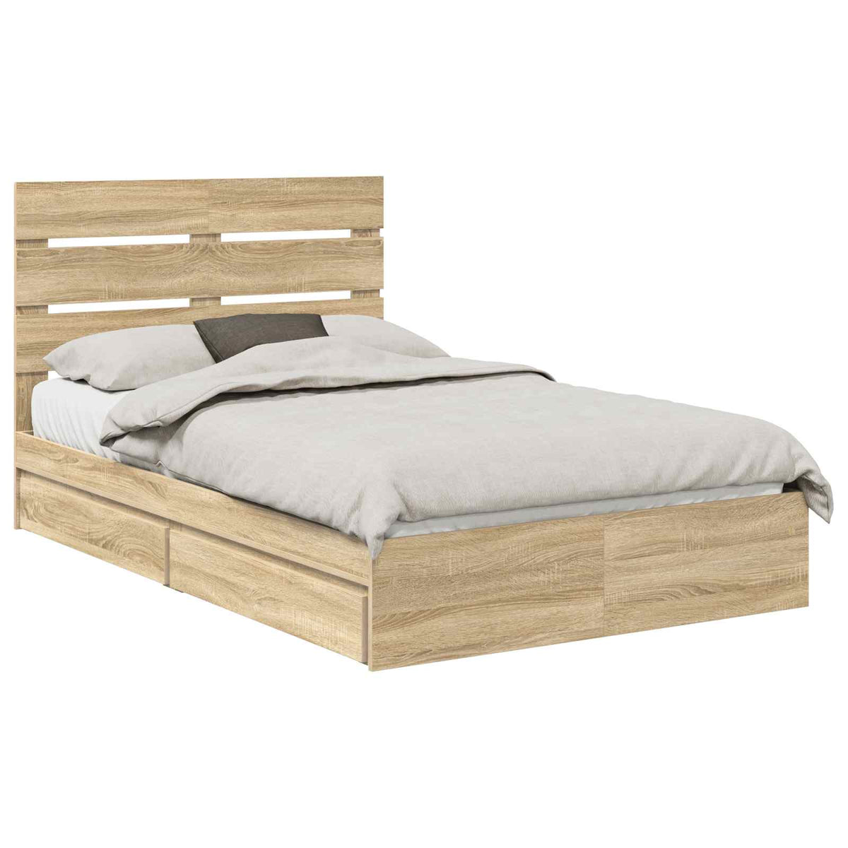 Seng Med Oppbevaring Sonoma Eik 120 X 200 Cm Konstruert Tre