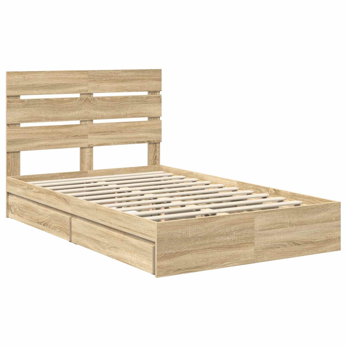 Seng Med Oppbevaring Sonoma Eik 120 X 200 Cm Konstruert Tre