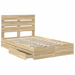 Seng Med Oppbevaring Sonoma Eik 120 X 200 Cm Konstruert Tre