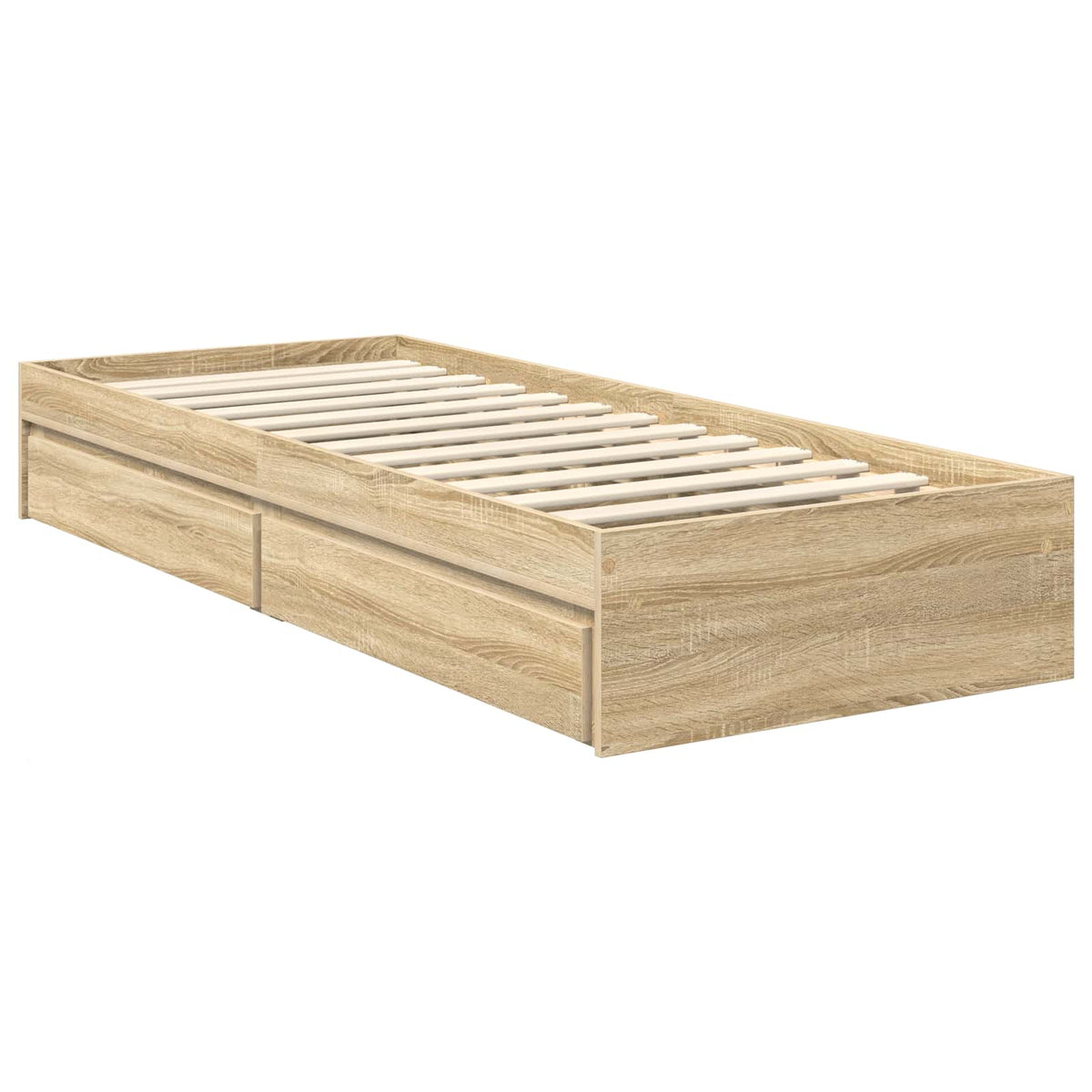 Seng Med Oppbevaring Sonoma Eik 120 X 200 Cm Konstruert Tre
