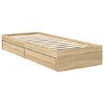 Seng Med Oppbevaring Sonoma Eik 120 X 200 Cm Konstruert Tre