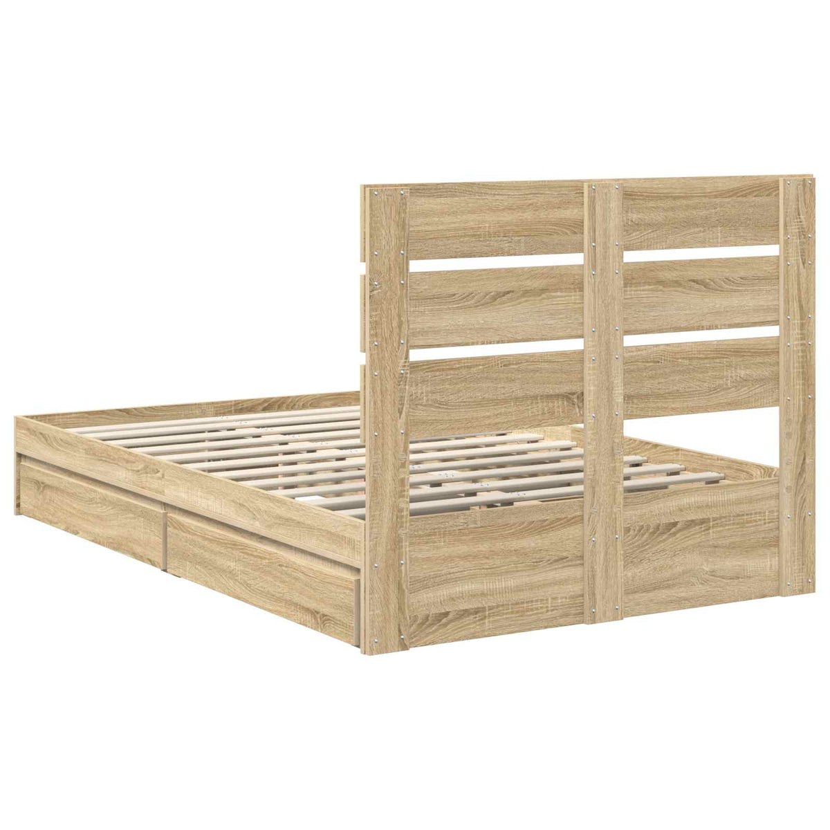 Seng Med Oppbevaring Sonoma Eik 120 X 200 Cm Konstruert Tre