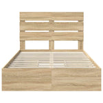 Seng Med Oppbevaring Sonoma Eik 120 X 200 Cm Konstruert Tre