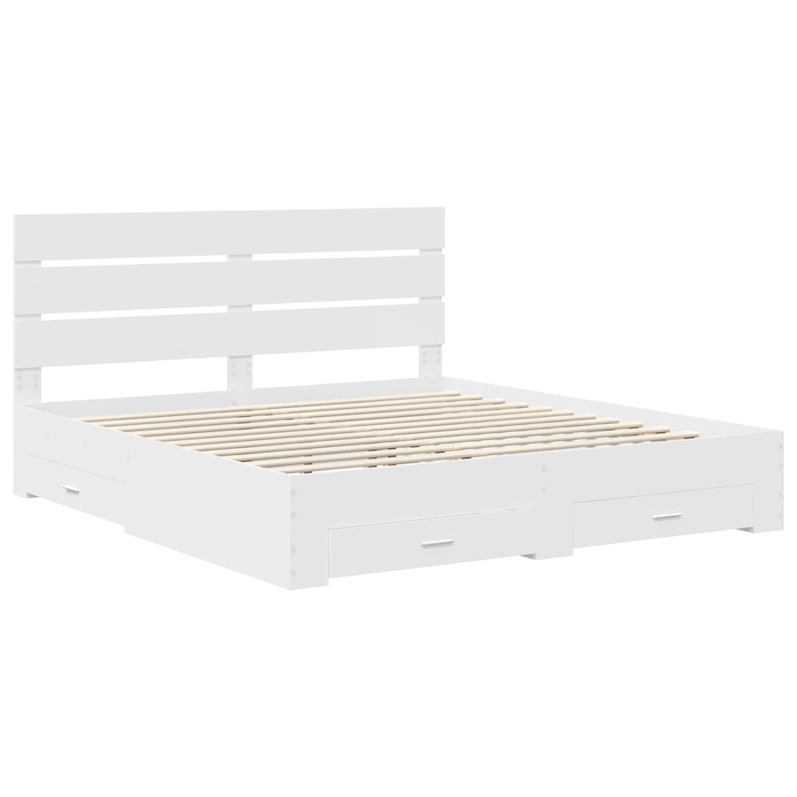 Sengestamme Med Skuff Hvit 180 X 200 Cm Konstruert Tre
