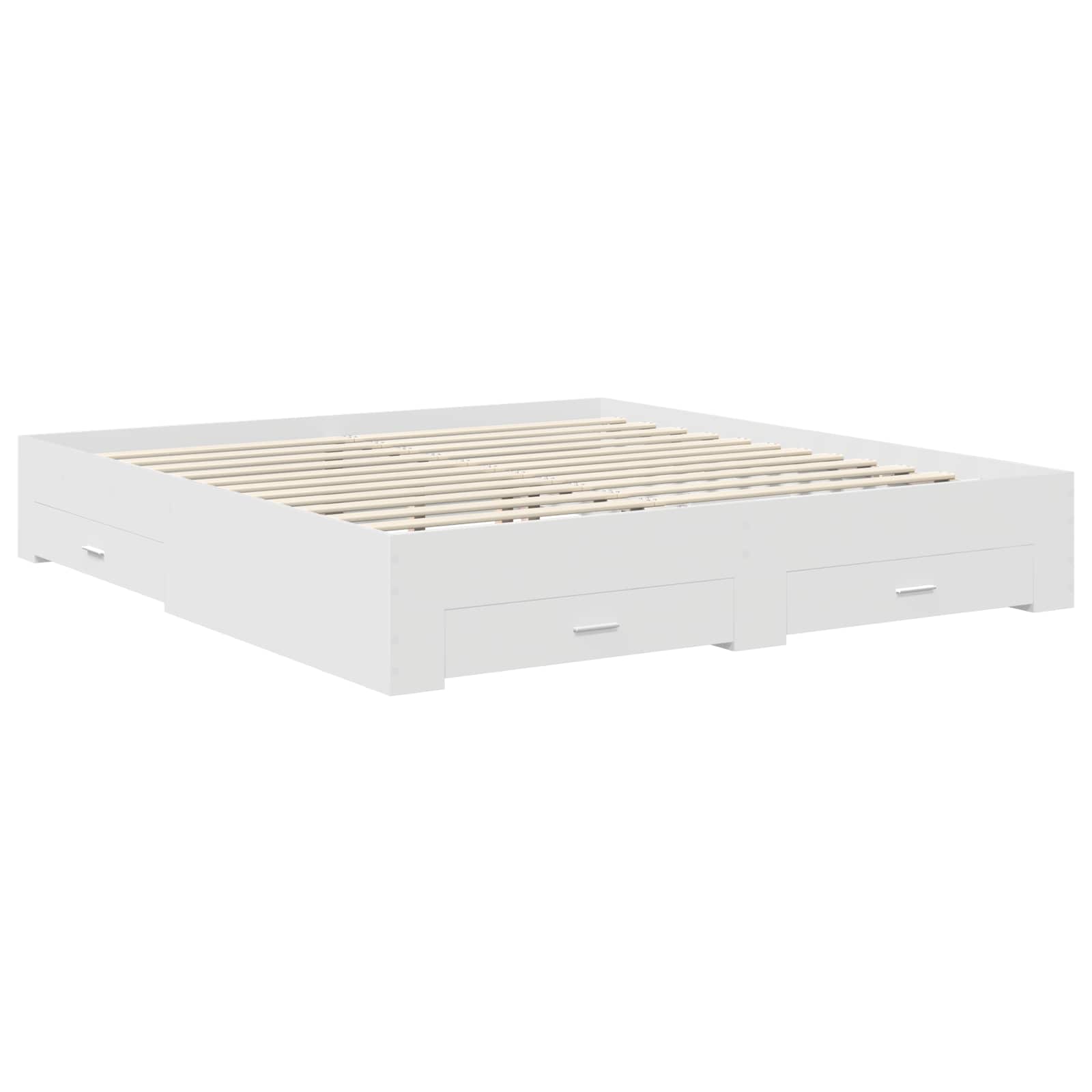 Sengestamme Med Skuff Hvit 180 X 200 Cm Konstruert Tre