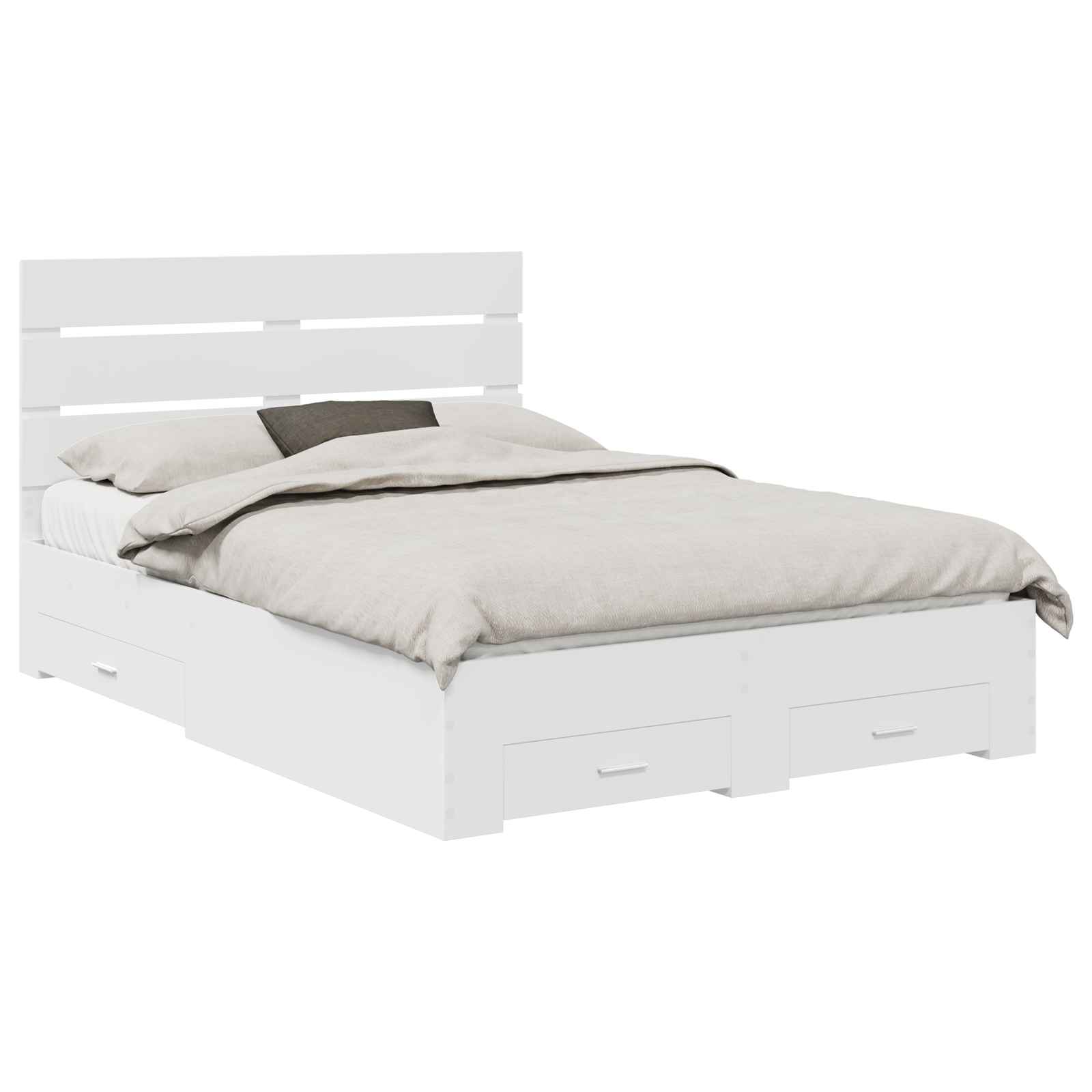 Sengestamme Med Skuff Hvit 160 X 200 Cm Konstruert Tre