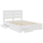 Sengestamme Med Skuff Hvit 160 X 200 Cm Konstruert Tre