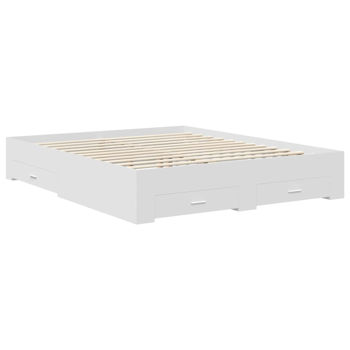 Sengestamme Med Skuff Hvit 160 X 200 Cm Konstruert Tre