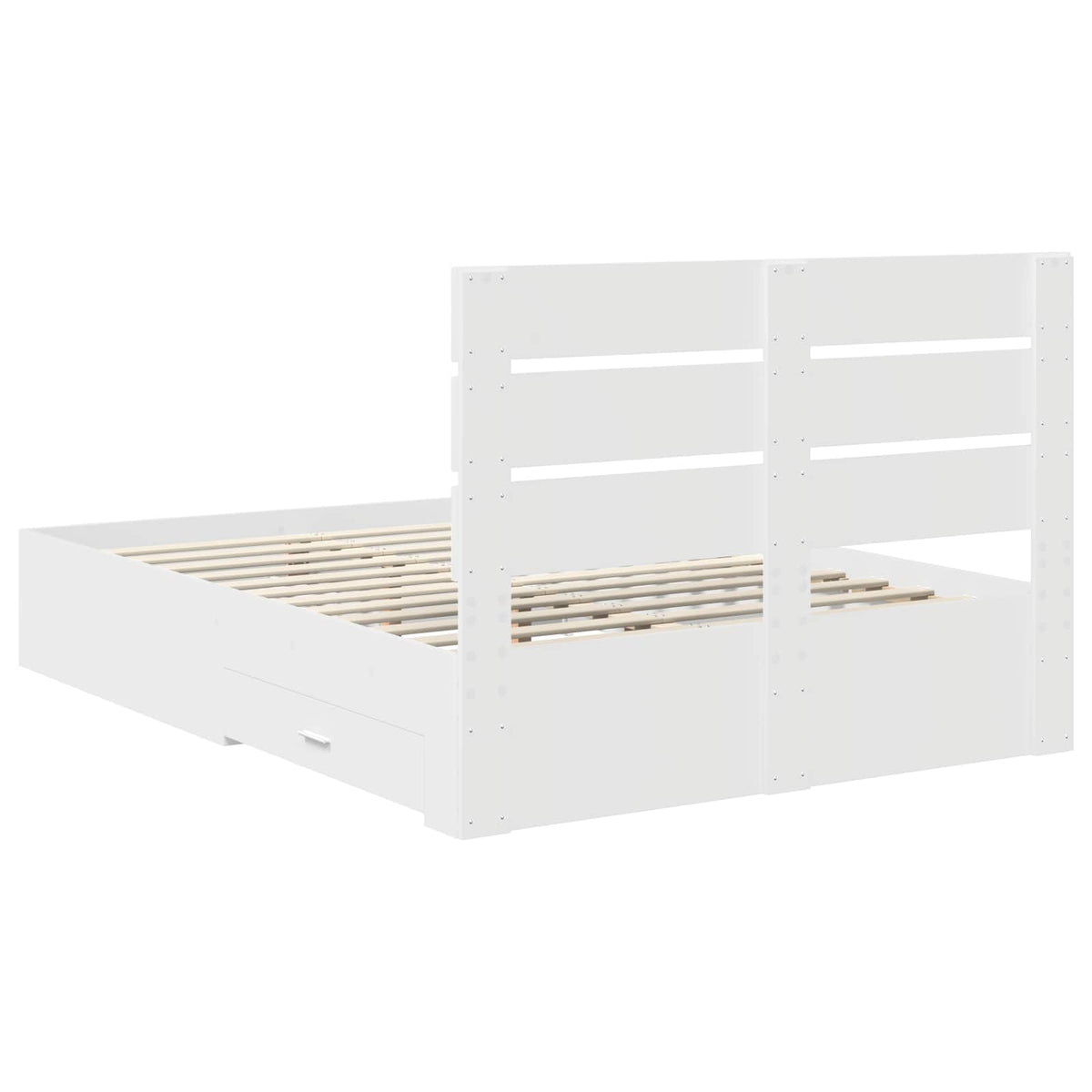 Sengestamme Med Skuff Hvit 160 X 200 Cm Konstruert Tre