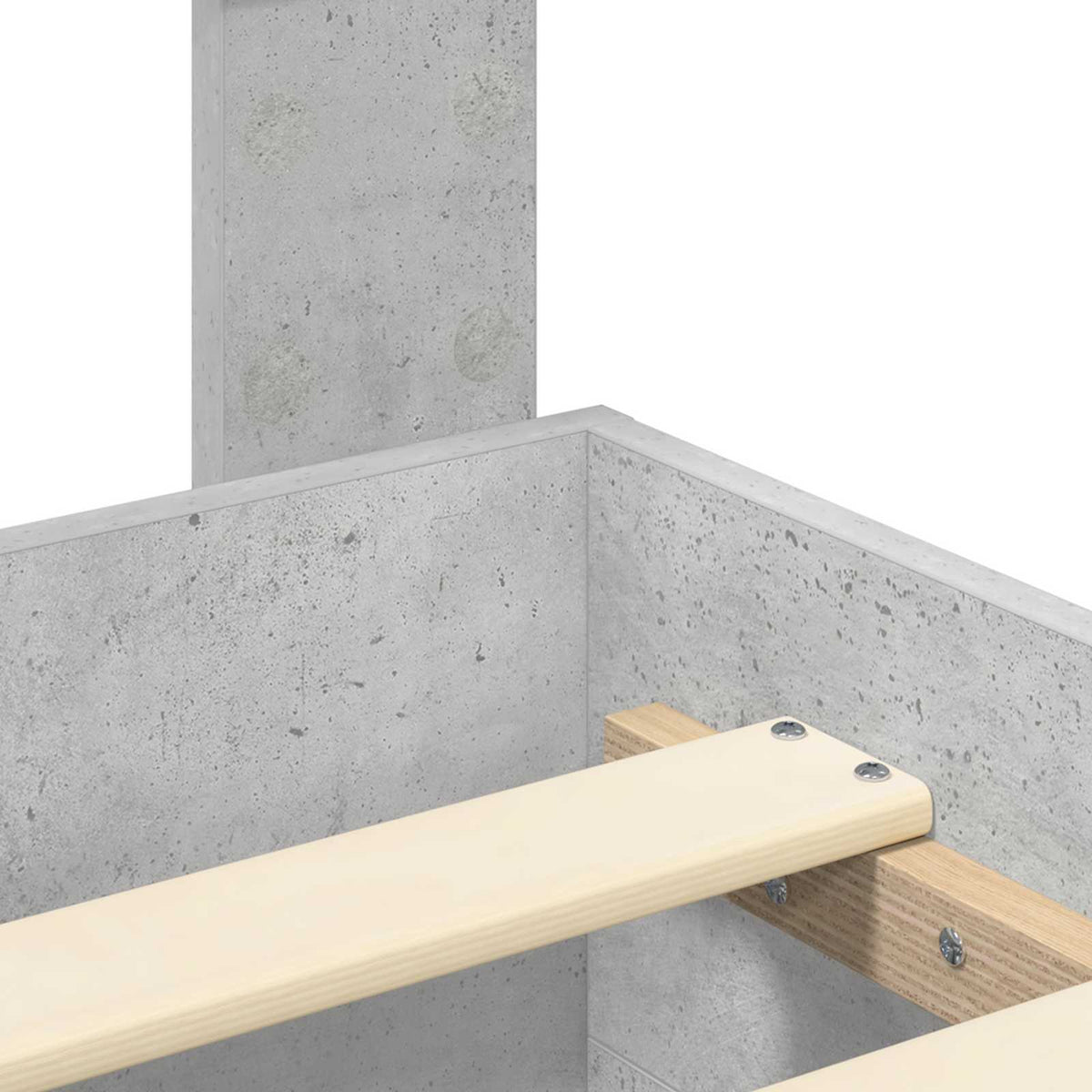 Sengestamme Med Skuff Betonggrå 160 X 200 Cm Konstruert Tre