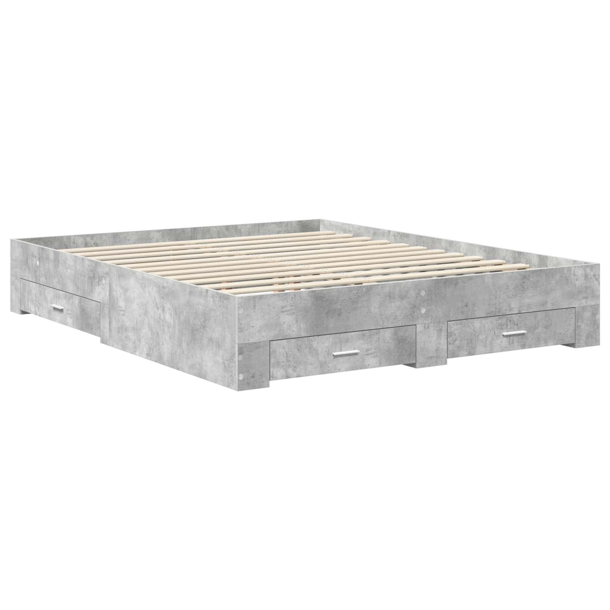 Sengestamme Med Skuff Betonggrå 160 X 200 Cm Konstruert Tre