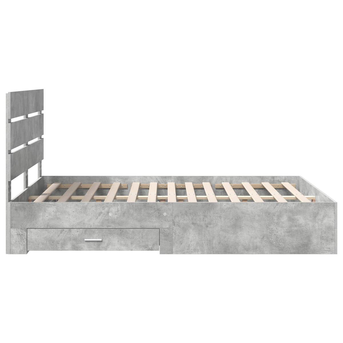 Sengestamme Med Skuff Betonggrå 160 X 200 Cm Konstruert Tre