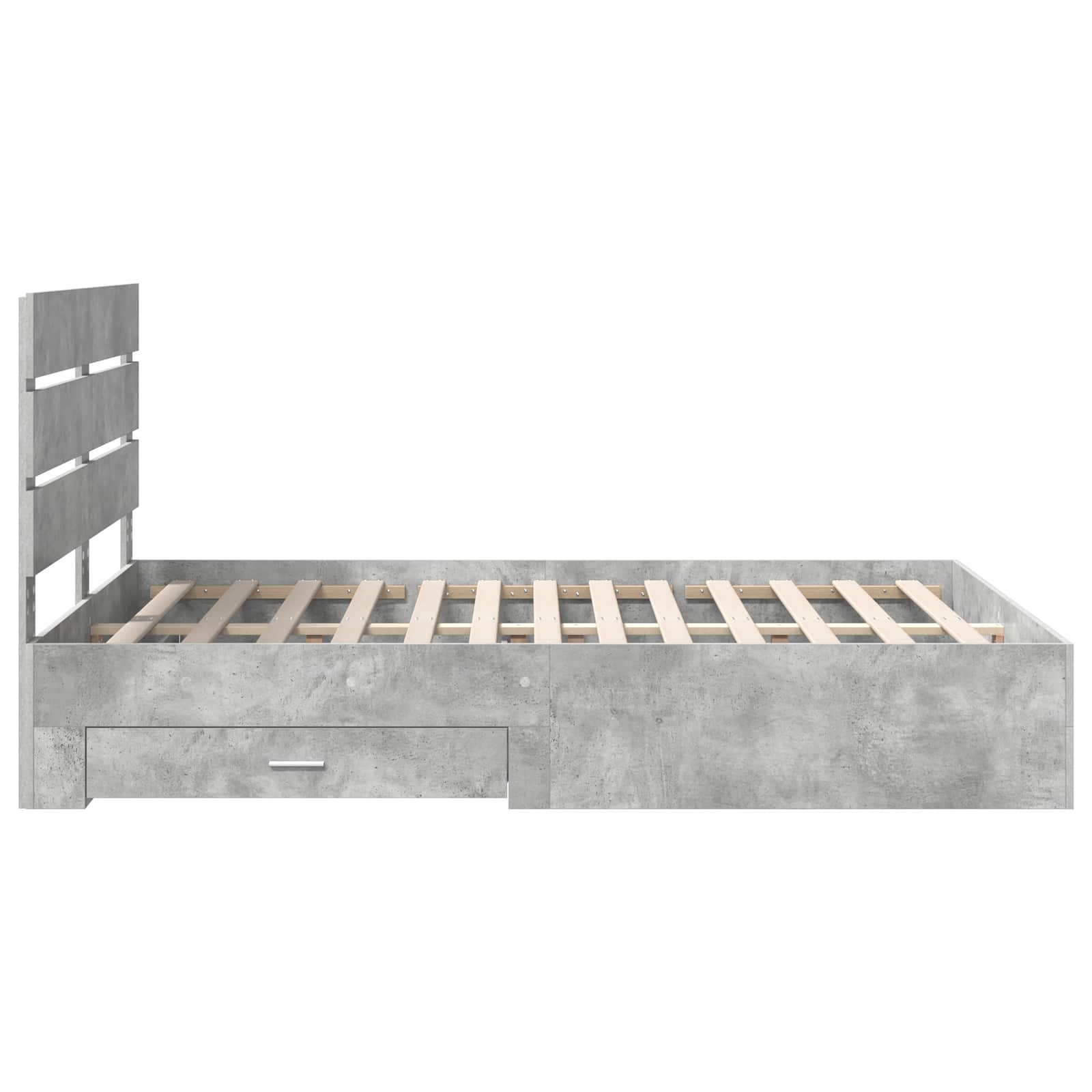 Sengestamme Med Skuff Betonggrå 160 X 200 Cm Konstruert Tre