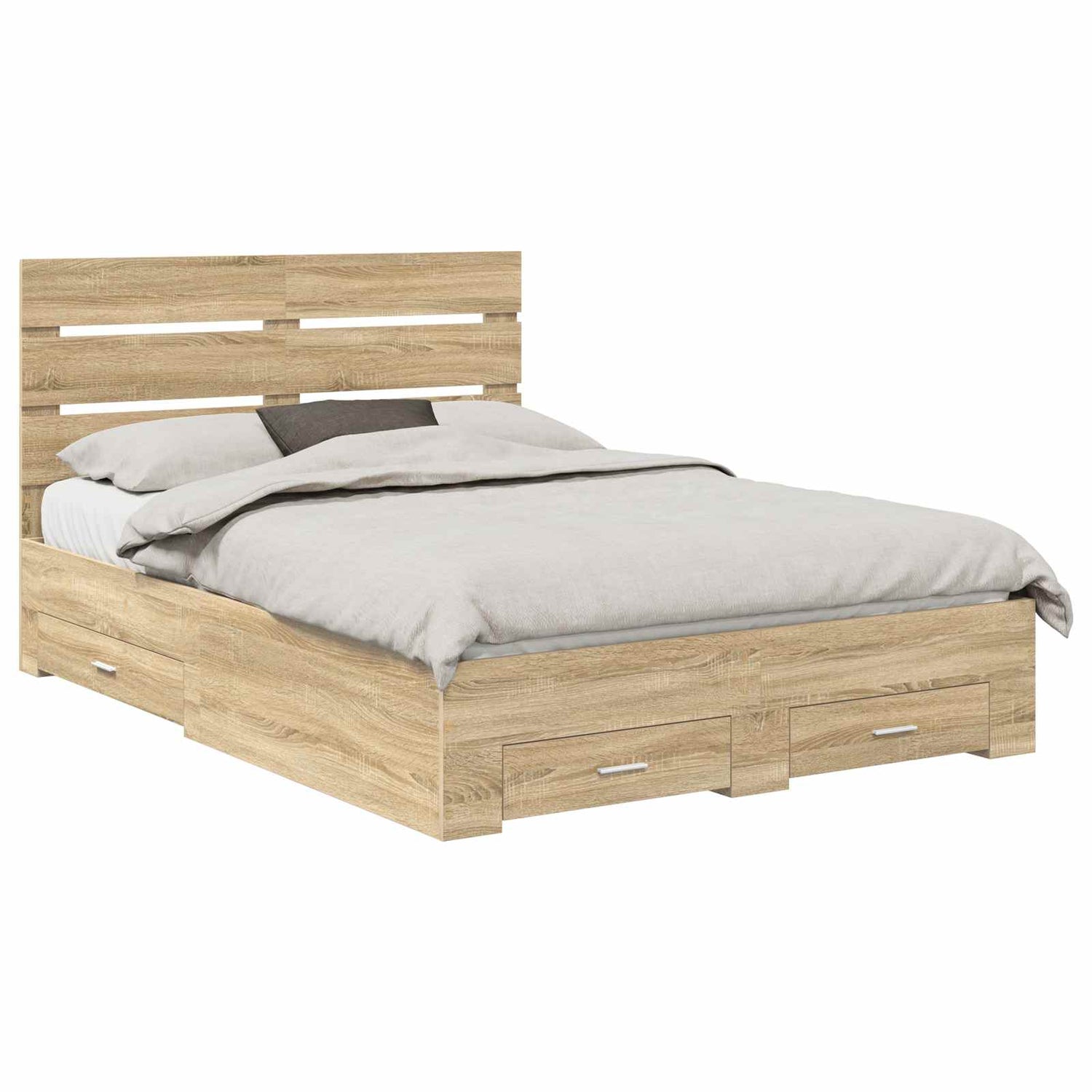 Sengestamme Med Skuff Sonoma Eik 150 X 200 Cm Konstruert Tre