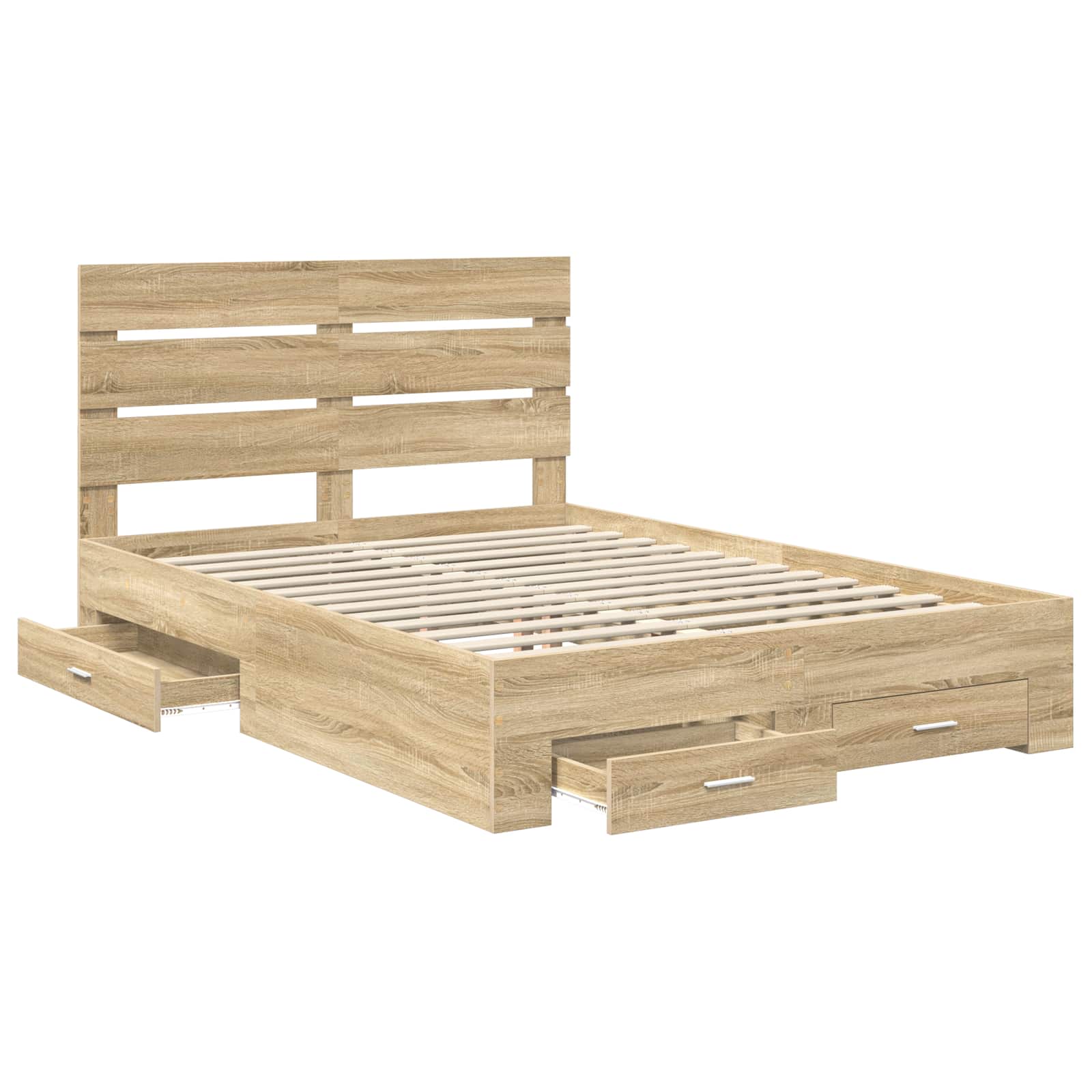 Sengestamme Med Skuff Sonoma Eik 150 X 200 Cm Konstruert Tre