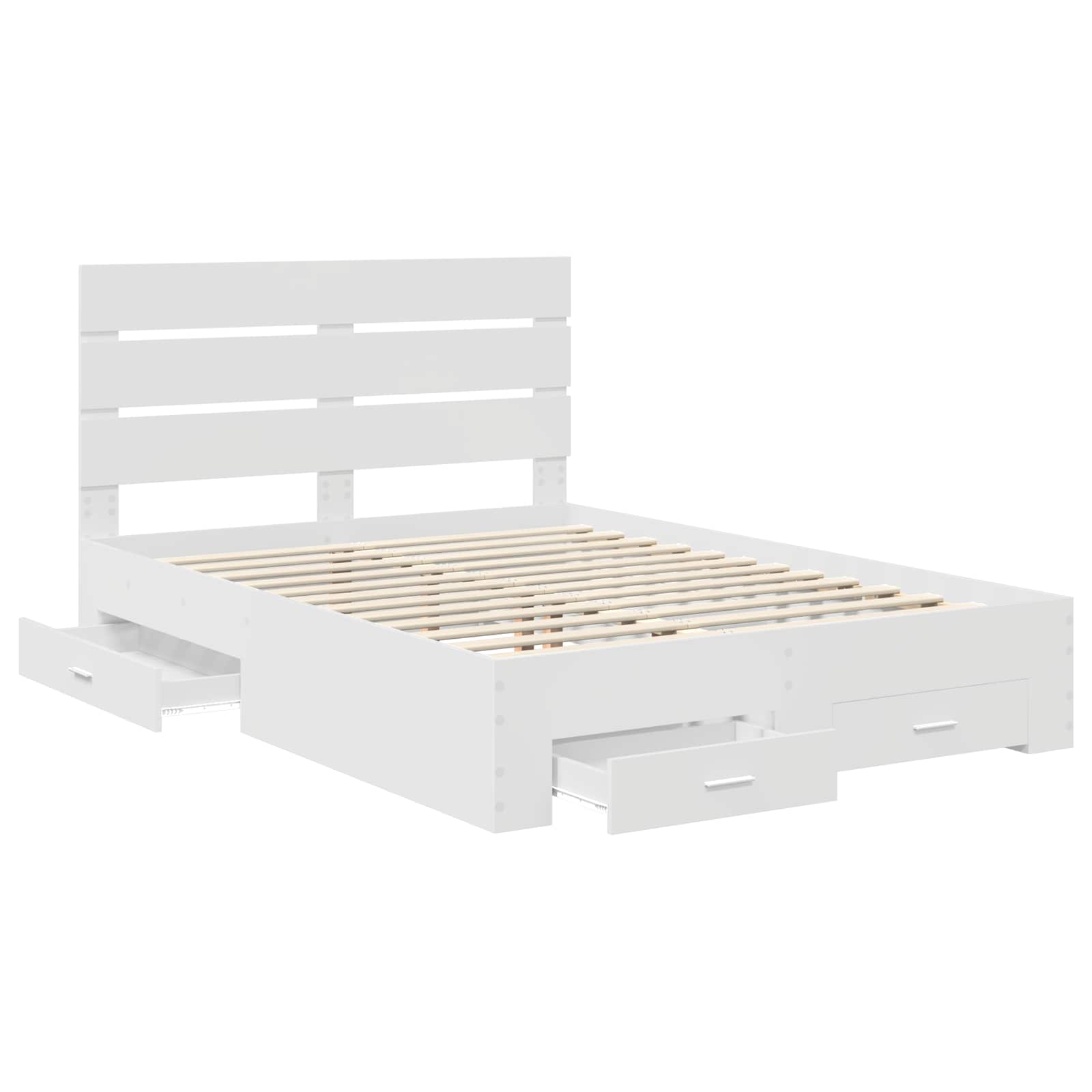 Sengestamme Med Skuff Hvit 140 X 190 Cm Konstruert Tre