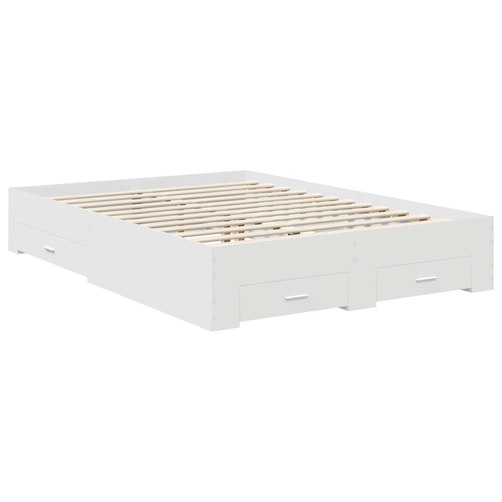 Sengestamme Med Skuff Hvit 140 X 190 Cm Konstruert Tre