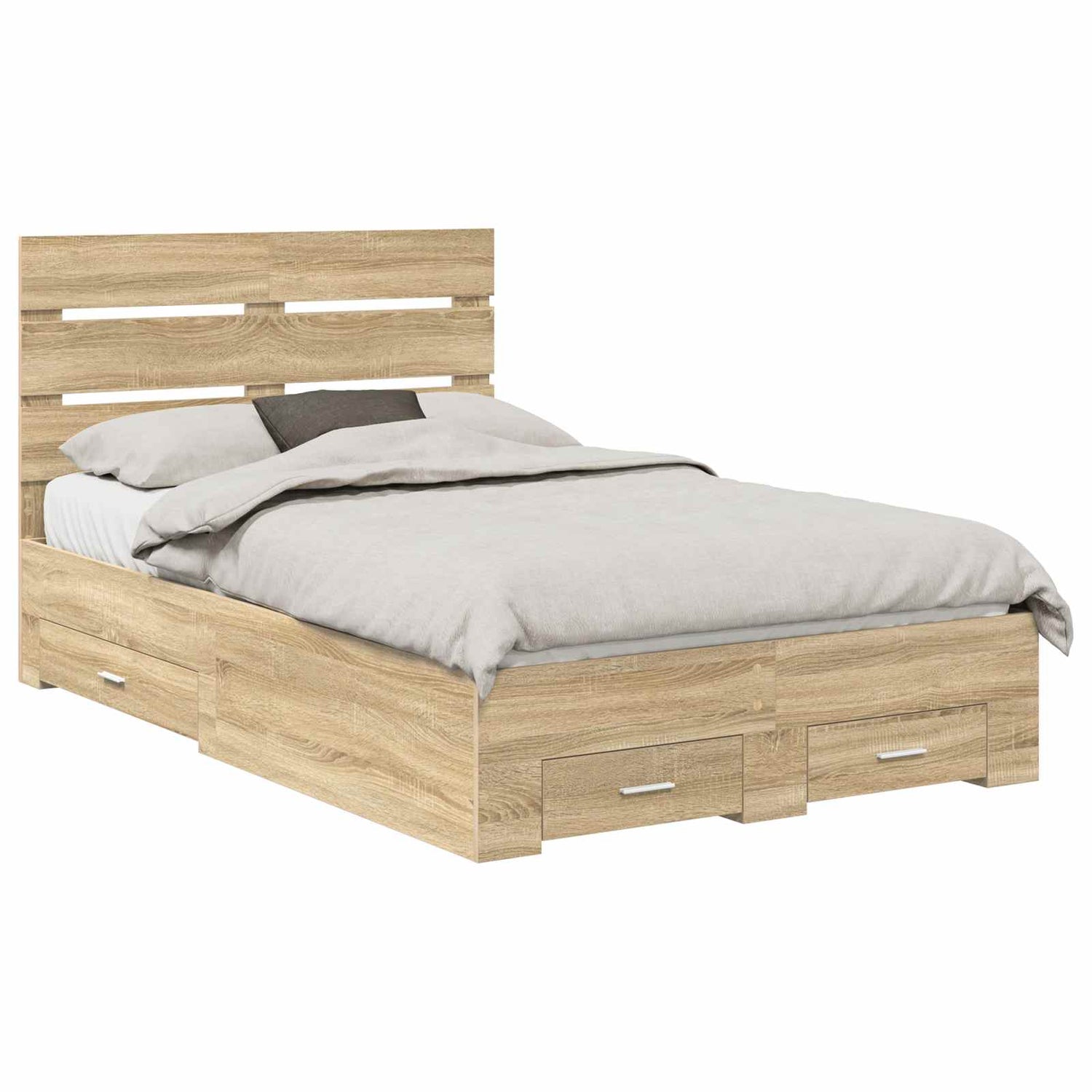 Sengestamme Med Skuff Sonoma Eik 135 X 190 Cm Konstruert Tre