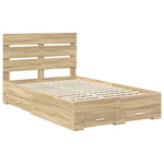 Sengestamme Med Skuff Sonoma Eik 135 X 190 Cm Konstruert Tre