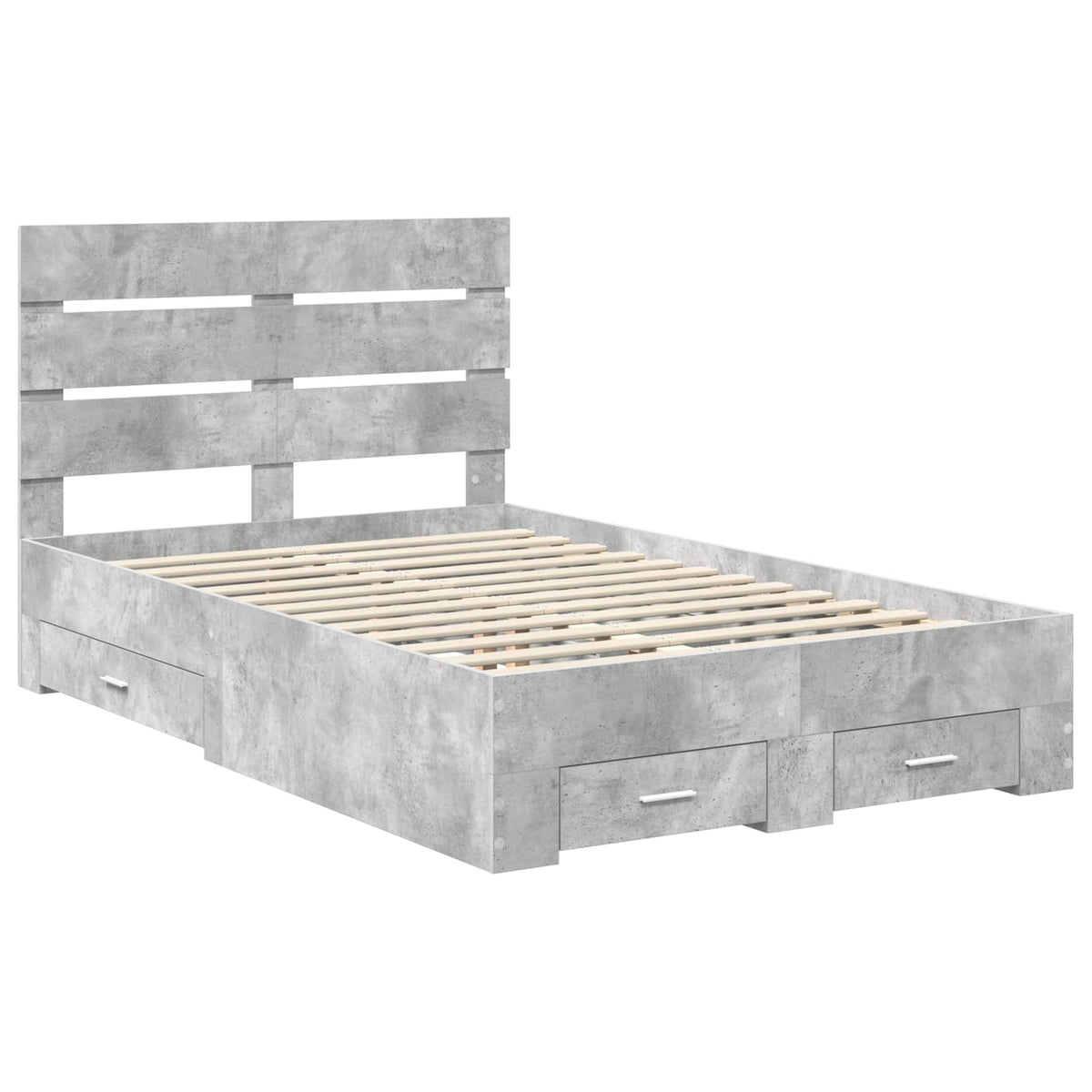 Sengestamme Med Skuff Betonggrå 135 X 190 Cm Konstruert Tre