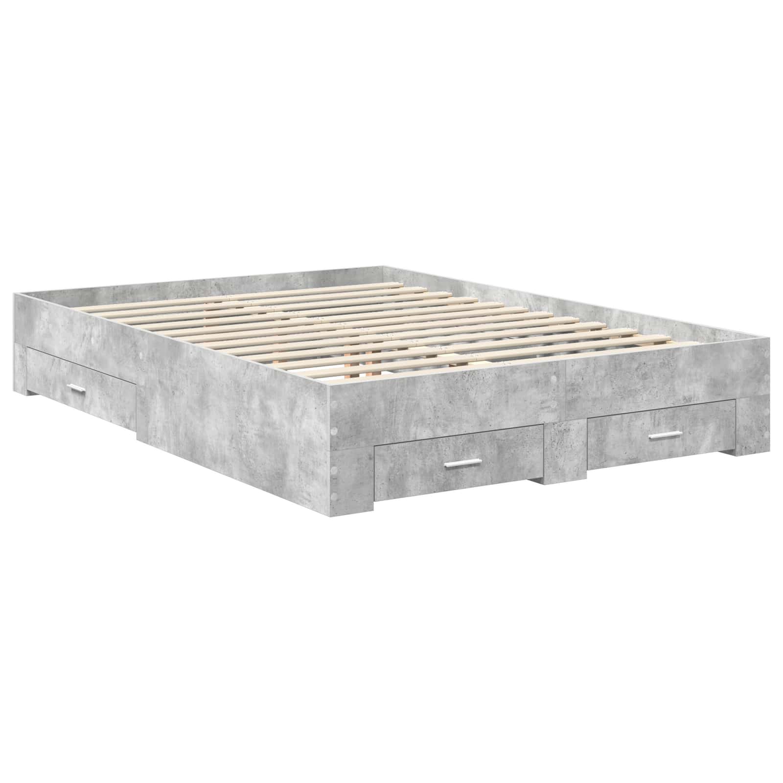 Sengestamme Med Skuff Betonggrå 135 X 190 Cm Konstruert Tre