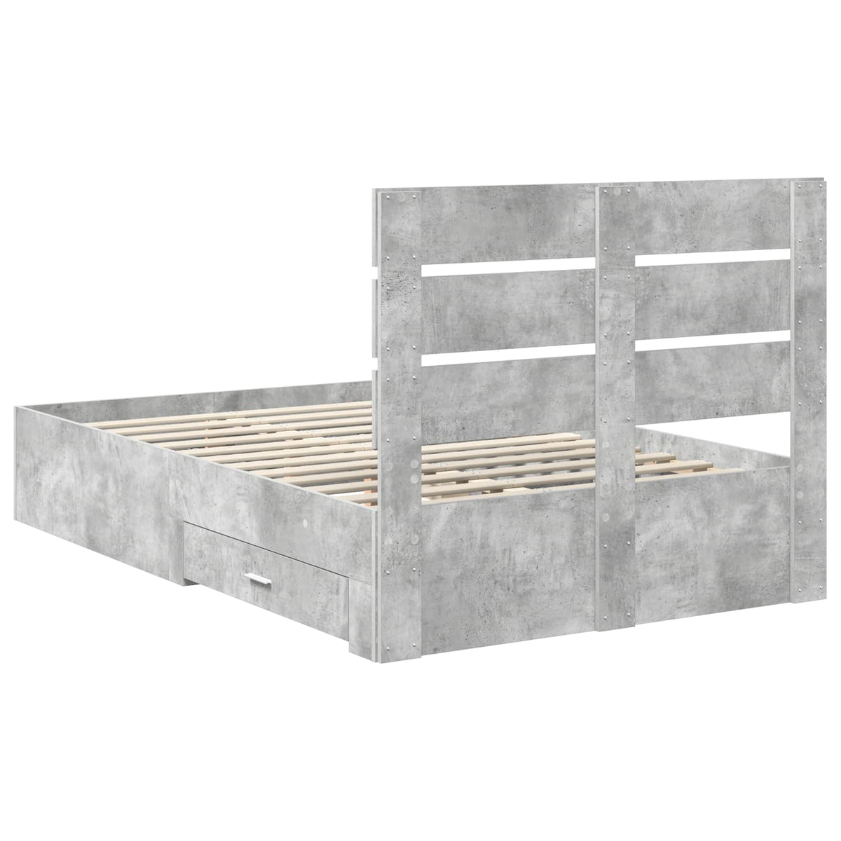 Sengestamme Med Skuff Betonggrå 135 X 190 Cm Konstruert Tre